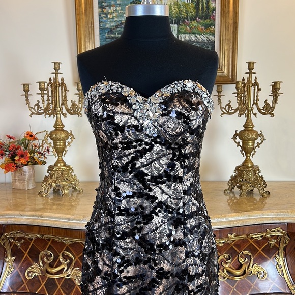 Women,formal all over sequins high slit special Occasion prom dress - Picture 3 of 7